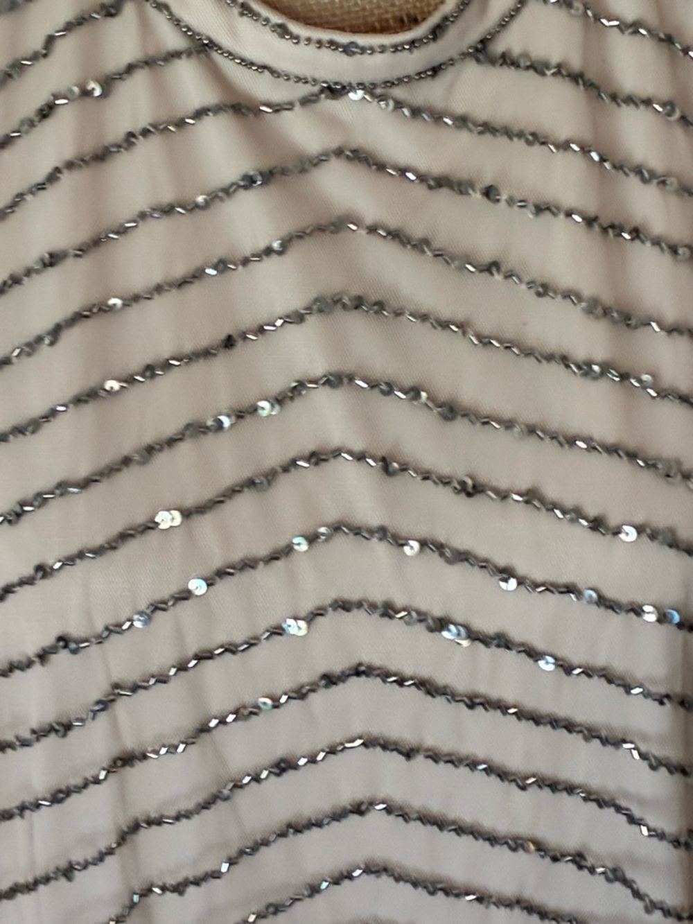 Adrianna Papell Beaded Blouson Gown SZ 14 Art Deco Evening Dress mother of Bride - Picture 9 of 16